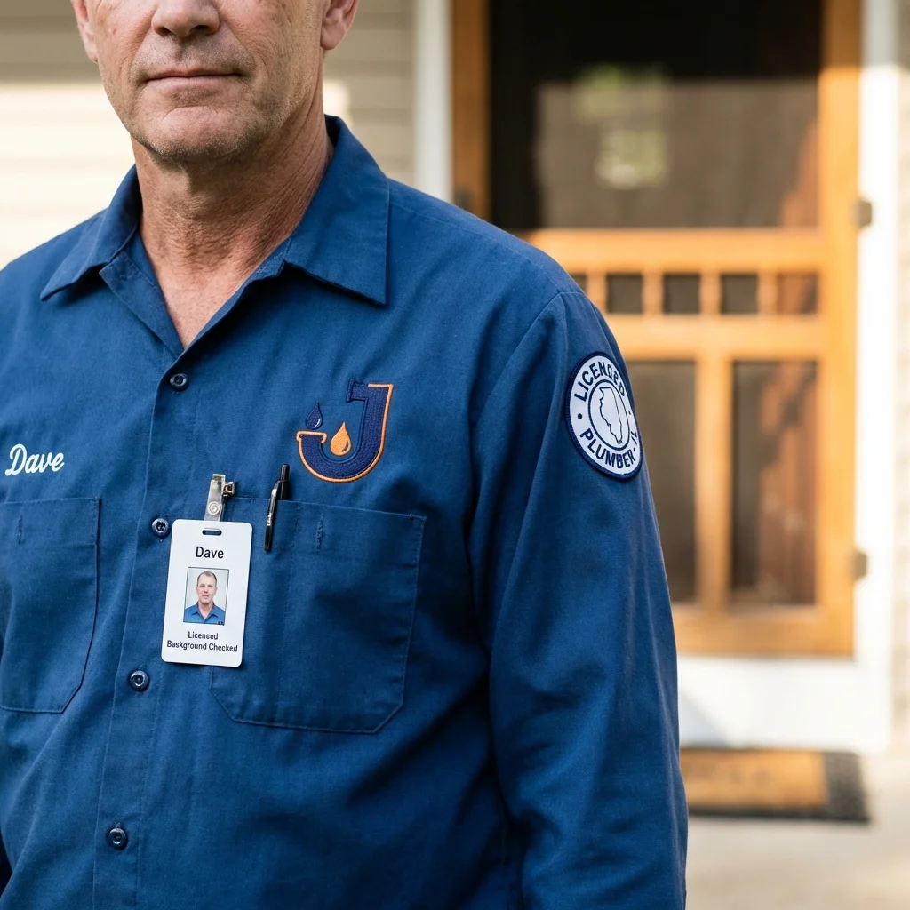 Licensed plumber showing ID badge in Mattawa, WA