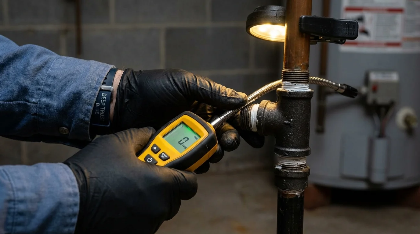 Gas leak detection with electronic sniffer by Johns Plumbing LLC in Mattawa
